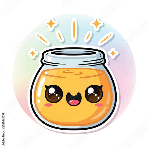 Smiling Honey Jar Cartoon Character Face.