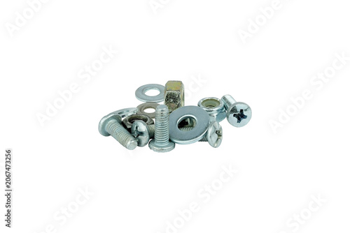 Metal Bolts Nuts and Washers Set Isolated on Transparent Background PNG