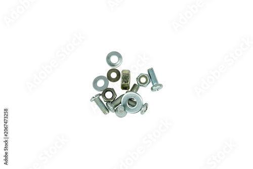 Metal Bolts Nuts and Washers Set Isolated on Transparent Background PNG
