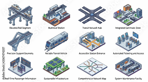 Fotografia Isometric illustration of modern urban transportation systems and infrastructure elements