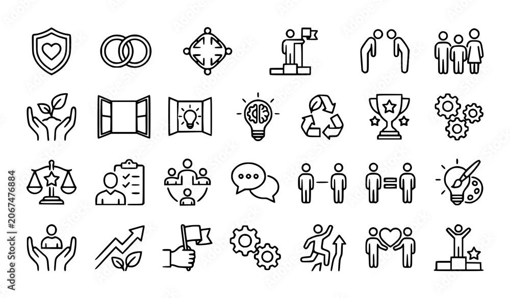 Fototapeta premium Settings Line Icons Set with Configuration Preferences Control Panel and Editable Stroke Symbols Vector