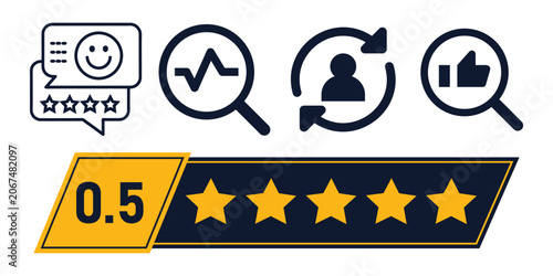 Customer review vector illustration. Google customer review icon. Customer Satisfaction Rating reviews stars with good and bad rate.
