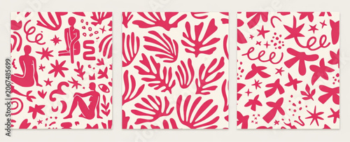 seamless pattern with red flowers