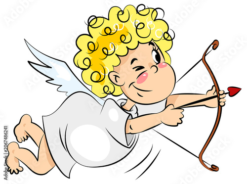 Cuadro en lienzo Cute Cupid Angel Vector Illustration