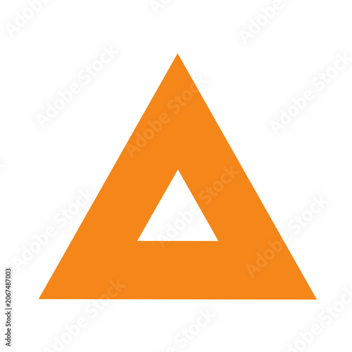 Orange triangle shape with white center on white background