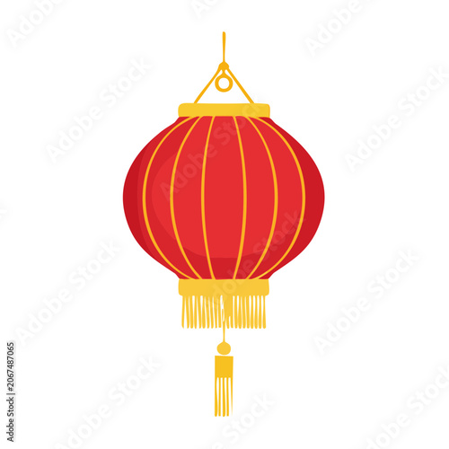 Red Chinese Lantern with Gold Trim and Tassel