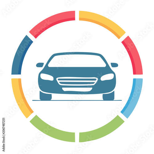 Car icon with colorful circular chart