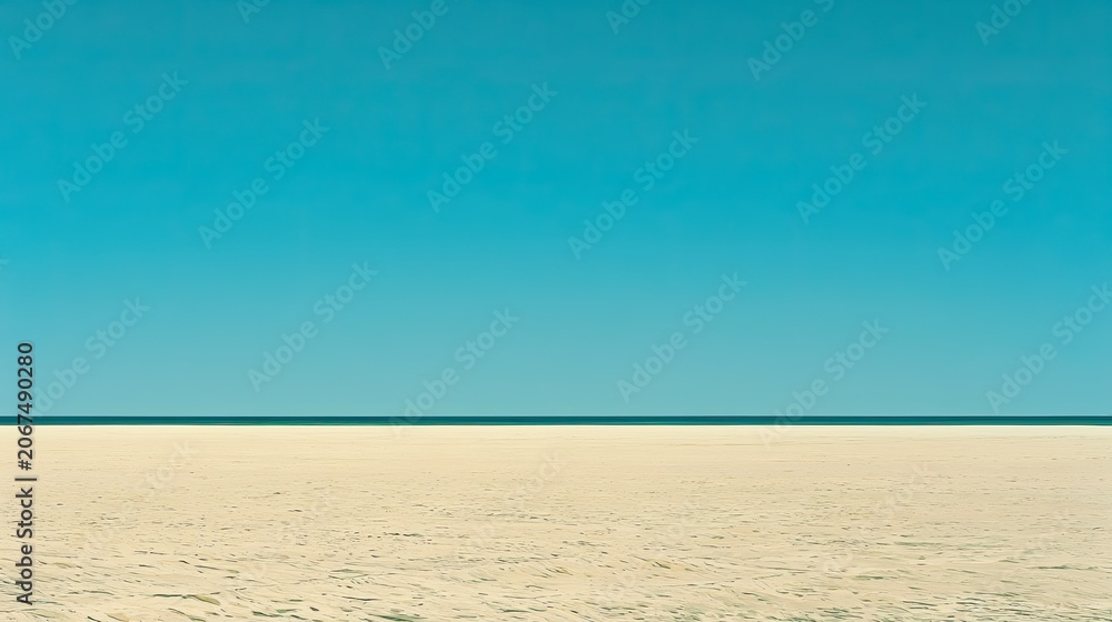 Fototapeta premium Vast, empty beach under a clear blue sky