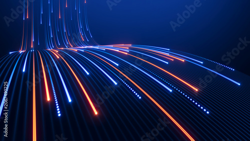 Abstract technology background Streaming data data moving - Digital Code road ai artificial intelligence concept - 3d illustration