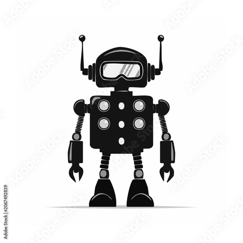 Black and white robot illustration
