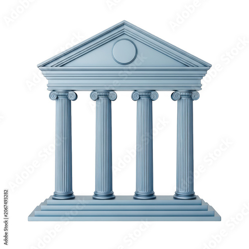 Classic marble temple building with columns and dome isolated on transparent background