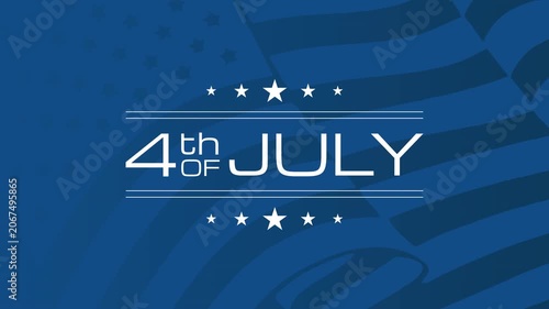 Animated 4th of July Patriotic Background with Waving American Flag and Stars