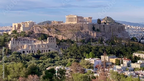 Athens Acropolis Parthenon ancient Greek temples overlooking city Greece