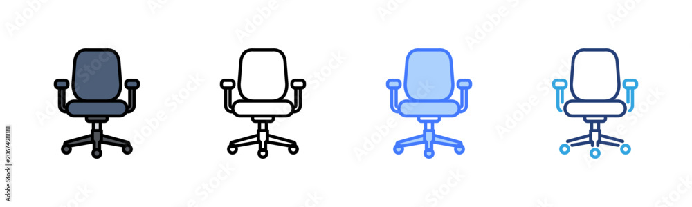 Obraz premium Work Chair icon set multiple style collection