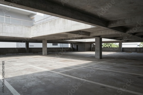 Empty Concrete Parking Garage - Modern Architecture