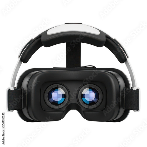 Black and blue virtual reality headset for gaming isolated on transparent background