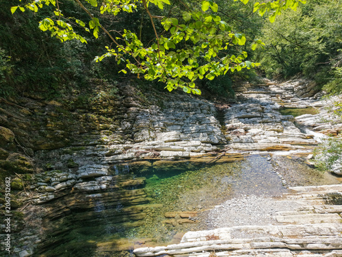 Drone view of Breggia gorges in the italian part of Switzerland