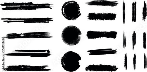 Cuadro en lienzo Black brushstrokes on white background