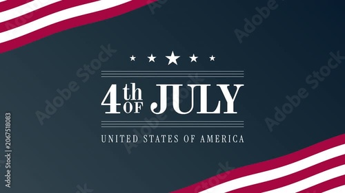 Animated 4th of July Patriotic Background with Waving American Flag and USA Independence Day Theme