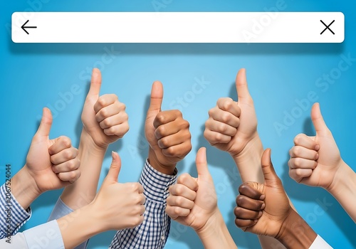 Close-up of diverse hands raised in unity and support.