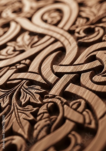 Close-up of intricately patterned brown leather texture.