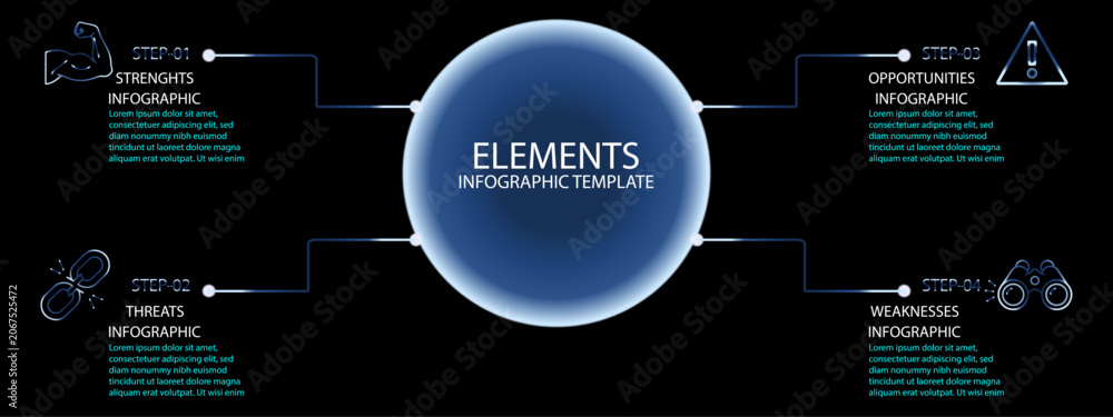 Obraz premium Business strategy infographic template with four sections.