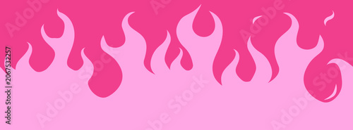 Repetitive design combining pink tribal fire with gothic heart outlines. Black and pink color scheme perfect for borders and backgrounds. Stock vector illustration in tribal style.