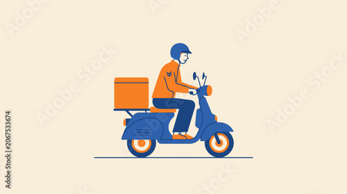 Delivery rider on a scooter with package.
