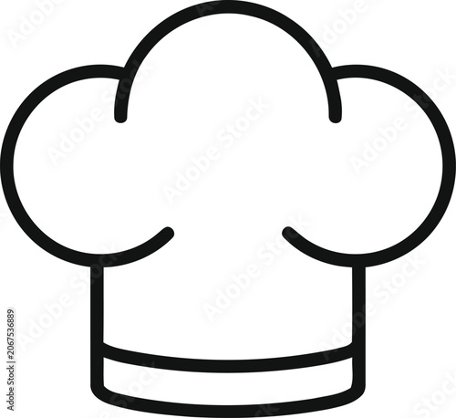 Billede på lærred Minimalist outline icon of a classic chef hat or toque with restaurant, culinary
