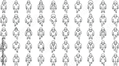 фотографія 2D CAD human figure grid pattern, architectural occupancy symbols set with repea
