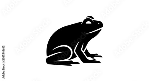 Stylized black frog silhouette on a white background