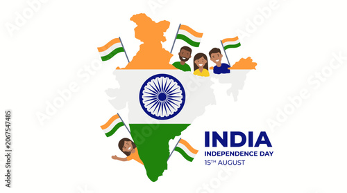People Celebrate India Independence Day on Indian Map