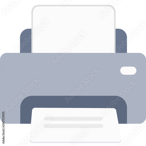 Printer Fax Machine Flat Icon, Vector Illustration