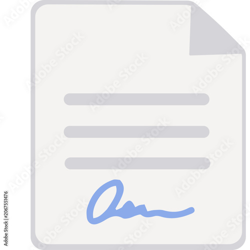 Signed Contract Document Flat Icon, Vector Illustration