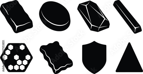 Foto Black Geometric Candy and Sweet Shapes Silhouette Vector Icon Collection