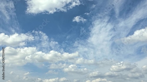 Cloudscape, Timelapse of Vibrant Blue Sky with Scattered White Cumulus Clouds for Nature Background and Banner