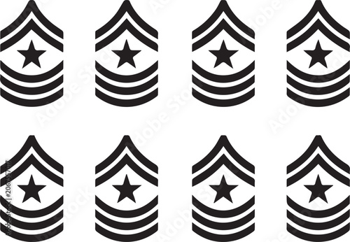 Photos Set of military sergeant rank insignia chevron icons with military, insignia