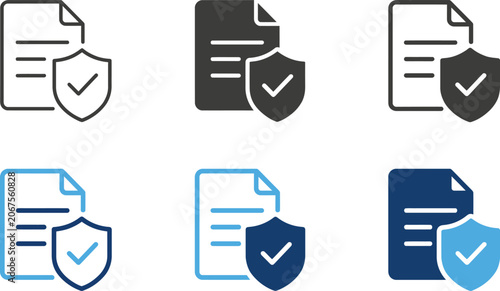 Foto Secure document icons with checkmarks in various colors