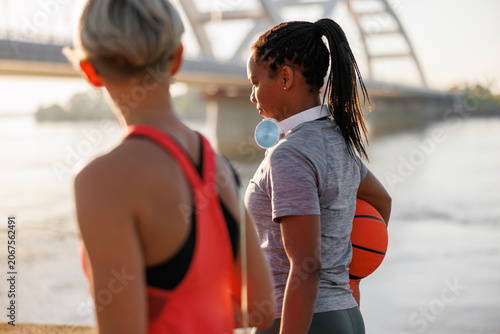 Active women going for an outdoor workout at dawn