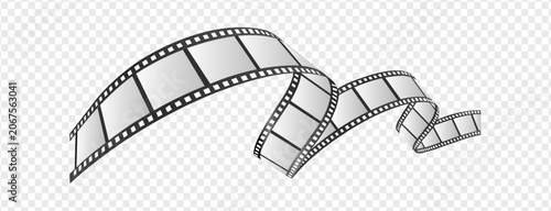 Photos Film strip frame vector with curved cinematic movie border isolated on transpare