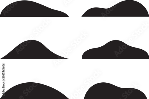 Tableau sur toile Set of abstract smooth hill and landscape mound silhouette shapes with landscape