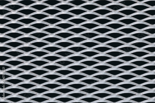 Silver Expanded Metal Mesh Pattern with Black Openings