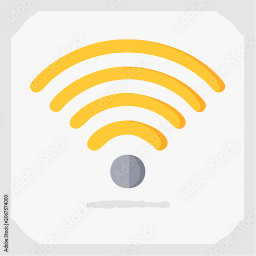 Bold yellow wireless signal icon with grey base.
