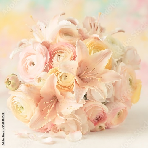 Soft Pastel Flowers Bouquet Arrangement.