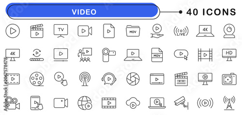 Принти на полотні Video icon set