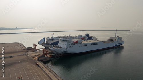 Canvastavla Two Large Passenger Vessers Moored at Commercial Port Terminal