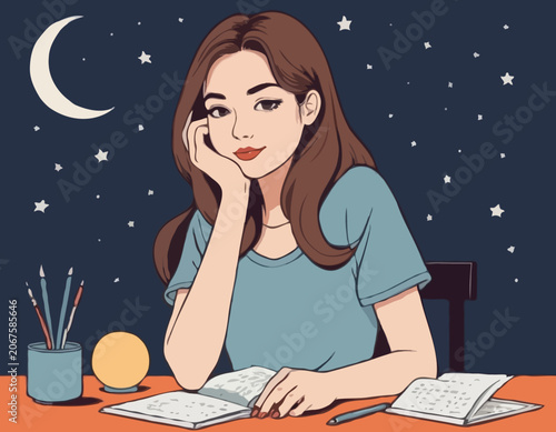Young Girls writer in the moon