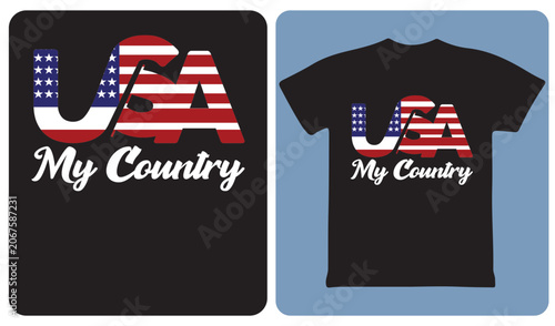 USA my country typography t-shirt design with american flag