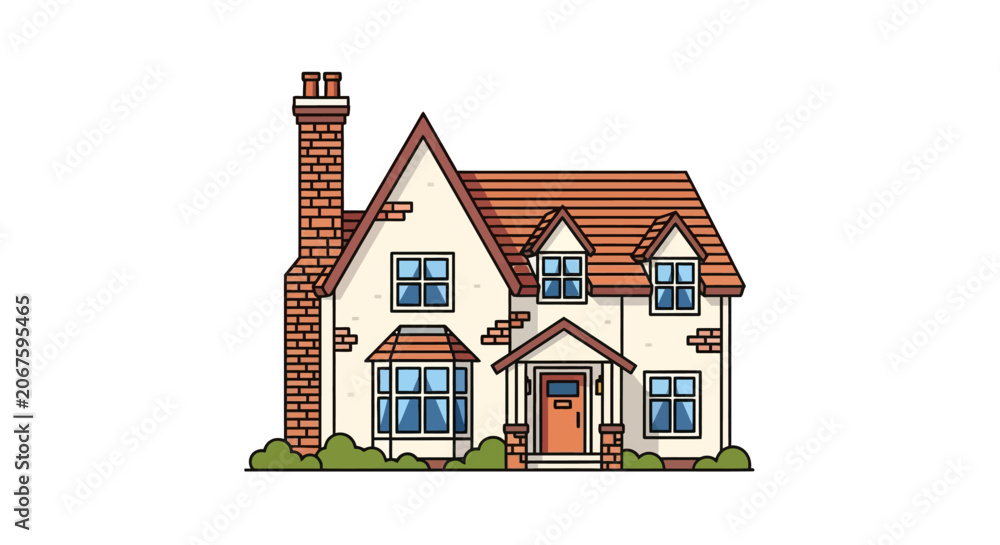 Fototapeta premium A large house with a chimney.
