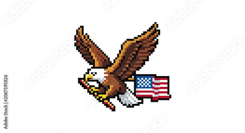 American Eagle Holding United States Flag.